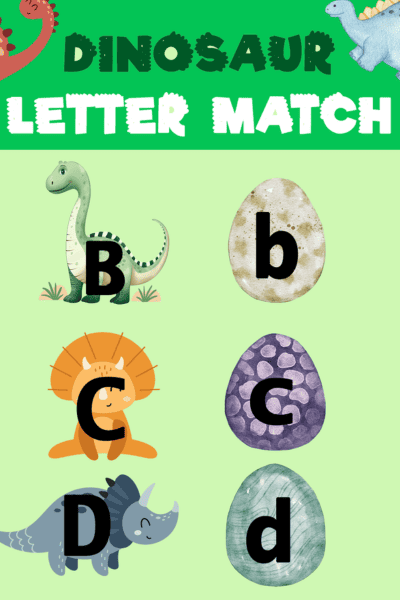 FREE Dinosaur alphabet match for preschool