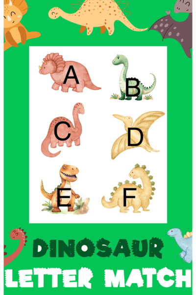 FREE Dinosaur alphabet match for preschool