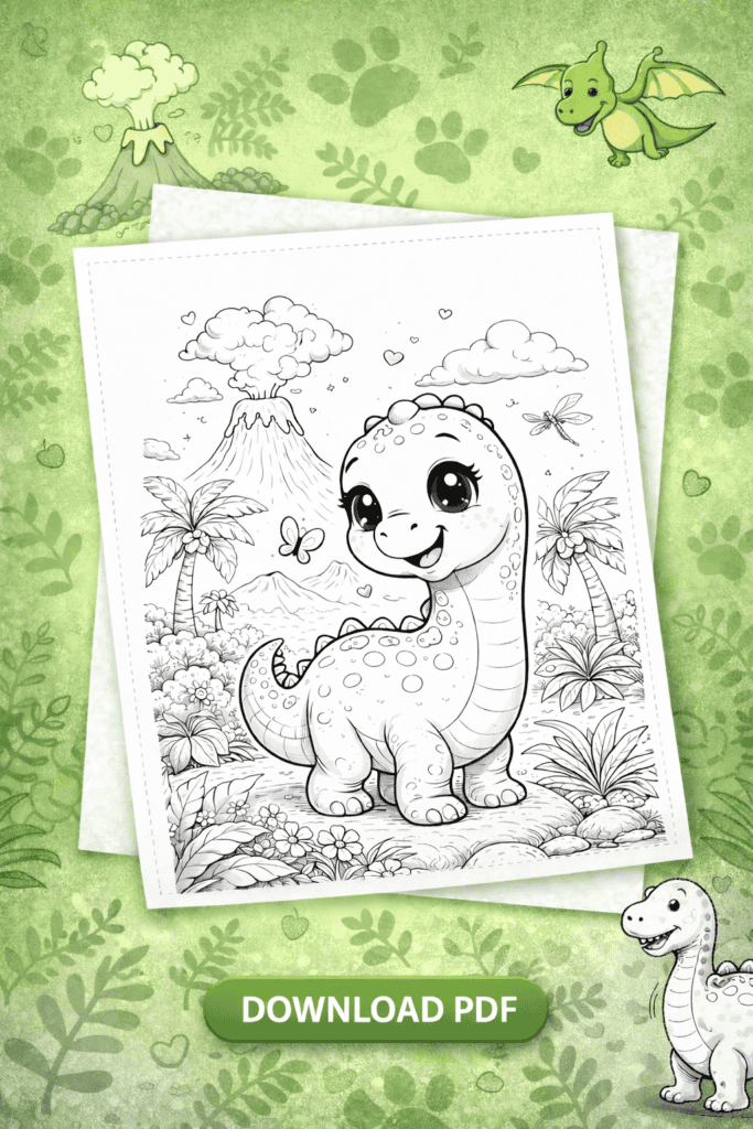 adorable dinosaur coloring sheet