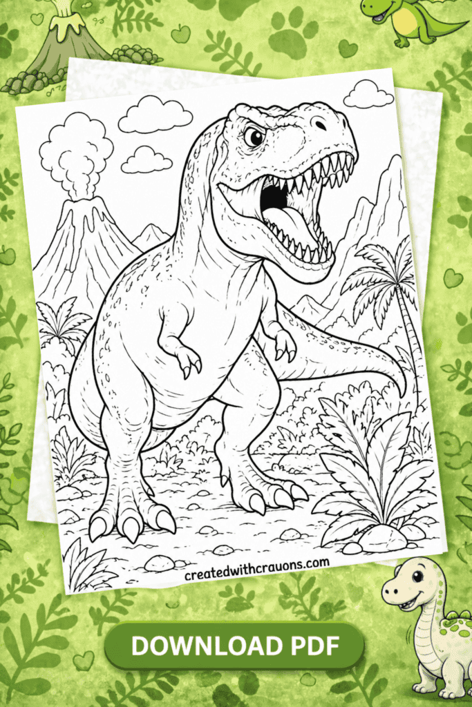 Free Cute Dinosaur Coloring Pages for Kids