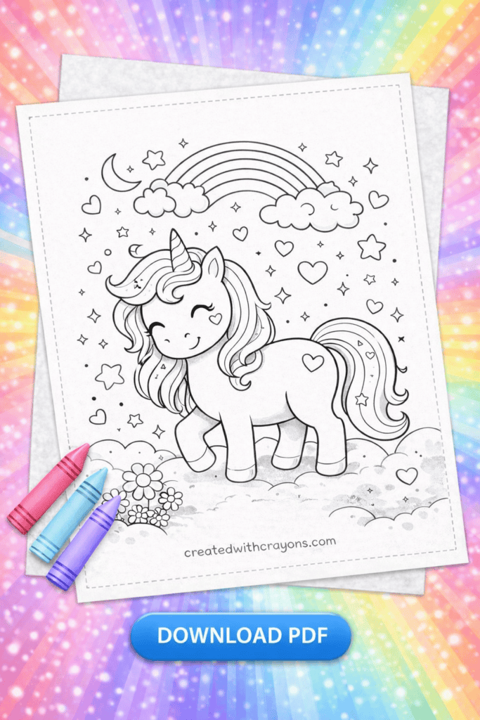 adorable unicorn coloring pages