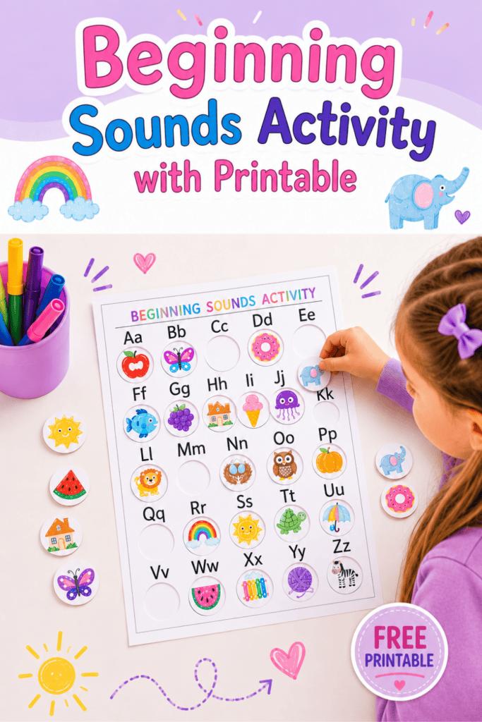 Free Beginning Sounds Activity with printable 