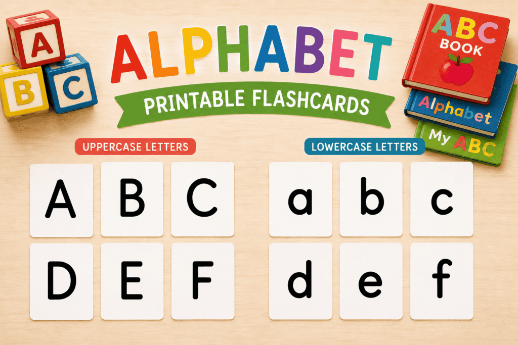 FREE Printable Alphabet flashcards for kids