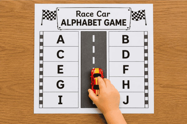 Alphabet Race Car Game with Free Printable