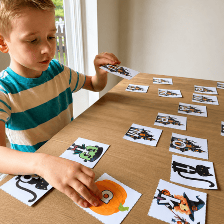 halloween literacy matching printable