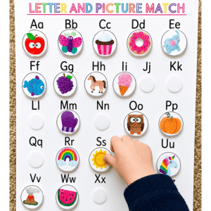 Beginning letter sounds matching game for preschool and kindergarten.