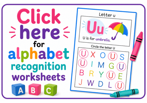 ABC letter recognition printable for early literacy skills.